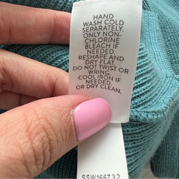 J.Jill Turquoise Ribbed V Neck Long Sleeve Knit Top Size XS - Picture 5 of 5